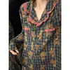 Pijama de dos piezas para mujer con estampado de oso de dibujos animados estilo coreano, conjunto dulce de cárdigan con encaje y pantalón largo para primavera y otoño