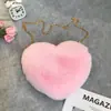 Bolsas em Formato de Coração Transfronteiriças, Bolsas Transversais Femininas com Corrente, Bolsas de Ombro de Pelúcia, Porta-Moedas, Atacado em Estoque
