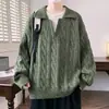 Suéter moderno estilo Hong Kong de imitación de dos piezas con solapas para hombre, nuevo de otoño e invierno, casual, holgado, talla extra, tejido interior versátil