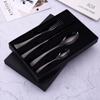 Serie Kaya Oro Negro juego de cuchillo, tenedor y cuchara de acero inoxidable, cuchillo para bistec, tenedor y cuchara con baño de titanio negro, juego de seis piezas de vajilla occidental