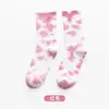 Calcetines Tie-Dye de Primavera y Verano para Mujer, Calcetines de Algodón a Media Pantorrilla, Calcetines Deportivos Casuales de Moda Urbana de Caña Alta, Calcetines de Combinación Multicolor, Calcetines Transpirables para Hombre