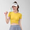 Top Cruzado de Melocotón de Manga Corta para Correr y Fitness, Suave y Amigable con la Piel, Cintura Cruzada, Ropa de Yoga al Aire para Mujer