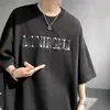 Camiseta Blanca Americana de Manga Siete para Hombre Verano corte limpio Pesada Manga Corta Diseño Impreso Pareja Media Manga