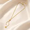 Lele Jewelry Cadena de Tirar de Moda Colgante de Corazón Acero Inoxidable Dorado Collar Cadena para Suéter Simple Elegante Temperamento para Mujeres