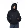 Sudadera Nueva con Orejas de Conejo para Mujer Otoño/Invierno 2025, Versión Coreana de Moda, Corte Holgado, Abrigo Corto con Capucha para Estudiantes, Chaqueta de Estilo Casual