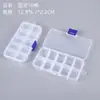 Caja de Almacenamiento Transparente de Plástico PP con 10 Compartimentos, para Cuentas, Piezas de Uñas, Herramientas de Ferretería, Joyería, Componente de Almacenamiento de Clasificación Multi-compartimentos