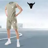 Conjunto de Duas Peças Masculino para Corrida de Secagem Rápida, Regata Sem Mangas, Roupa para Treinamento Físico, Camisa de Basquete, Regata de Verão com Shorts, Em Estoque