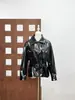 2026 Principios de Primavera Nuevo Diseño de Nicho Chaqueta Corta de Cuero Pu Brillante con Cintura Ajustada Ajustada al Cuerpo con Cuello Solapa para Mujer