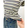 Camiseta Rayada Estilo Americano para Mujer, Bloques de Color, Rejuvenecedora, Mangas Cortas de Hombro Normal, Verano 2026, Corte Ajustado, Estilo Chica Picante, Top Adelgazante