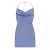Vestido sexy de cuello alto de seda brillante de punto para mujer 2021, estilo europeo y americano, con espalda descubierta y tirantes finos para primavera y verano.