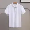 Camiseta Casual de Manga Corta con Cuello de Solapa Transpirable de Seda de Hielo Simple Veraniega Europea y Americana Camisa Polo Clásica a Rayas Ajustada para Hombre