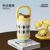 Taza Termo de Acero Inoxidable 316 de Alta Calidad Cuidadosamente Seleccionada con Doble Popote y Taza de Café, Vaso de Agua Portátil para Exteriores con Asa