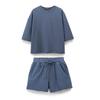 Traje de Shorts de Felpa con Efecto Lavado, Manga Corta, Canalé, para Mujer, Verano 2024 SS33-2677