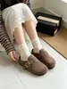 Sandálias Birkenstock retrô para mulheres, novo estilo outono 2026, biqueira de fogos de artifício, semi-calce fácil, chinelos preguiçosos de um passo com sola grossa para mulheres