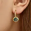 Brincos de Gancho Pendentes Quadrados Coloridos em Aço Inoxidável Banhado a Ouro 18k, Temperamento Multicor, Luxo Leve Europeu e Americano, Joias para Mulheres