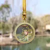 Pingente Redondo Dourado Thangka com Dourado Salpicado Núcleo de Cartão Dourado Zakiram Passado e Presente HD Cor Pingente Redondo Dourado Thangka Colar
