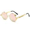 Gafas de sol con montura redonda retro europeas y americanas, de metal con resorte, estilo príncipe, reflectantes, coloridas, estilo steampunk para hombre.