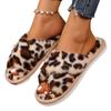 Amazon Comercio Exterior Transfronterizo talla extra Estampado de Leopardo Cruzado de una sola tira Peluche Suela Gruesa Punta Abierta Zapatillas de Peluche para Mujer Mao Mao Mao Zapatillas