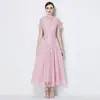 2026 Verão Europeu e Americano Fornecimento Exclusivo Transfronteiriço de Vestido Longo de Renda Patchwork com Decote Redondo Bordado com Diamantes, Origem do Temu e Amazon
