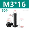 Tornillos M2M3M4M5M6M8 Negros de Acero Inoxidable 304, Tornillos de Cabeza Redonda Phillips, Tornillos para Máquina de Cabeza Plana Zincados Negros