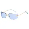 Gafas de Sol Metálicas Sin Montura Estilo Europeo y Americano Mismo Estilo que Zhang Yuanying Tendencia Antivibración Sentido de Alta Gama 20524