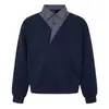 Sudadera ARES para Hombre con Escote en V Profundo, Diseño de Retazos a Cuadros, Falso Dos Piezas, Cuello Vuelta, Diseño Casual de Otoño para Hombre, Manga Larga Holgada