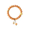 Pulseira de Raiz de Bodhi Envelhecida para Meditação, Contas de Oração Estilo Chinês, Nova Pulseira Duplo Círculo Estilo Chinês para Estudantes, Atacado