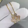 Versão Alta do Colar Pulseira Trevo Fanjia Flor de Trevo Cheia de Diamantes Banhado Brilhante Ouro Rosa 18K Fabricante Atacado