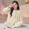 Pijama infantil, colección primavera y otoño, pijama fino de algodón de manga larga con estampado de nubes para niñas, nuevo estilo 2026, ropa de estar popular para niñas