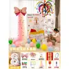 Decoración de primer cumpleaños con notas adhesivas de colores, pastel, tablero KT, globos para niños y niñas, accesorios para fotos de escena de hotel, pared de fondo