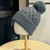 Nuevo Sombrero de Lana Mezclada con Hilo de Color y Patrón de Cáñamo para Mujer Otoño e Invierno Caliente Gorro Tejido Cubre Cabeza Protección contra el Frío Tendencia Estudiantil