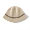 Nuevo Moda Coreana Otoño e Invierno Tejido de Cachemir Sombrero de Pescador para Mujer Japonés Delgado Simple Retro Rayado Cálido Sombrero de Cubo