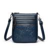Bolsa de Ombro Casual com Relevo para Senhora de Meia-Idade, Bolsa Saco de Alta Qualidade, Bolsa Transversal Versátil com Múltiplos Zíperes para o Dia a Dia