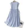 Vestido rosa estilo perezoso literario japonés para mujer, vestido largo de verano de manga corta, falda de longitud midi
