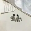 Pendientes de espiga de trigo perlado gris brillante pendientes de dos piezas pendientes de diseño de nicho de sensación fría