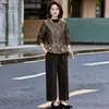 Moderna Ropa para Mamá Chaqueta Corta de Cuero Color Block Otoño Nueva Elegante Noble Chaqueta de Cuero PU Top para Personas de Mediana Edad y Mayores