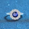 Anillo de mujer moderno y hermoso de plata esterlina S925 con diamantes redondos, azul, verde, rosa y rojo, cuatro colores, circonio sintético 5A.