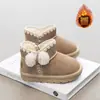 Botas de Nieve Cómodas de Suela Blanda para Niñas 2026 Otoño/Invierno Nuevo Estilo Zapatos de Algodón Cálidos con Felpa para Niños Medianos y Mayores Zapatos de Piel Retro