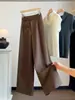 Elegantes pantalones de traje de pierna ancha para mujer, nuevo estilo de otoño, de cintura alta, holgados, corte recto, con caída, versátiles para ir al trabajo y para uso casual