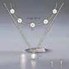 Cadena Única y de Alta Gama para Clavícula con Forma de Pétalo con Flor Estilo Chanel y Perla, Collar de Doble Capa para Mujer