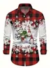 Camisa de Natal série desenho animado estampa 3D de manga longa de abotoamento simples para festas e looks de estilo personalizado