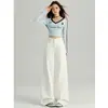 Jeans de pierna ancha marrones de alta gama con caída para mujer, nuevo estilo otoño 2026, corte holgado, pantalones marrones de corte recto para personas petite