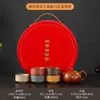 Caja de Regalo Morada de Arcilla para Juego de Té Cinco Bendiciones con Tazas de Té en Relieve y Tetera Xishi, Regalo Anual de Negocios para Personas Mayores y Líderes