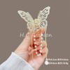 Clip de Garra de Borla de Mariposa de Perla de Diamante Hueco de Fairy Hollow Verano Horquilla de Metal para el Cabello para Mujer Parte Posterior de la Cabeza Recogido Horquilla Clip para Agarrar el Cabello