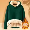 Suéter Grueso de Lana de Cordero para Invierno para Hombre, Sudadera con Capucha, Color Sólido, Estudiante, Top Cálido, Forro Polar, Camiseta Base para Hombre, Moderna