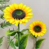Girasoles Artificiales al por Mayor, Girasoles Falsos, Flores de Seda, de Mano para Bailar, Fotografía, Boda, Decoración de Sala de Estar, Exhibición de Piso
