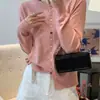 Cardigan de malha casual popular colorido com botões, novo para primavera e outono, gola redonda, moda solta, modelador, top suéter versátil, casaco