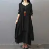 Moda Cruzada Nuevo Producto Primavera y Otoño 2026 Nueva Moda Falso Dos Piezas Artístico Holgado de Manga Larga Irregular Vestido Tendencia