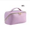 Bolsa de cosméticos de PU con patrón tejido, muy vendida en Amazon, bolsa de viaje portátil, bolsa de almacenamiento de cosméticos multifuncional.