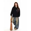 Sudadera con Capucha Fina Bordada con Insignia de Terciopelo Estilo High Street Americano para Primavera y Otoño, Corte Holgado, Mismo Diseño para Hombre y Mujer